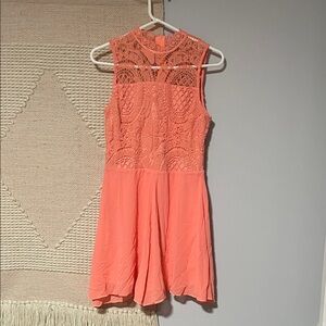 Elegant Coral Lace Dress
